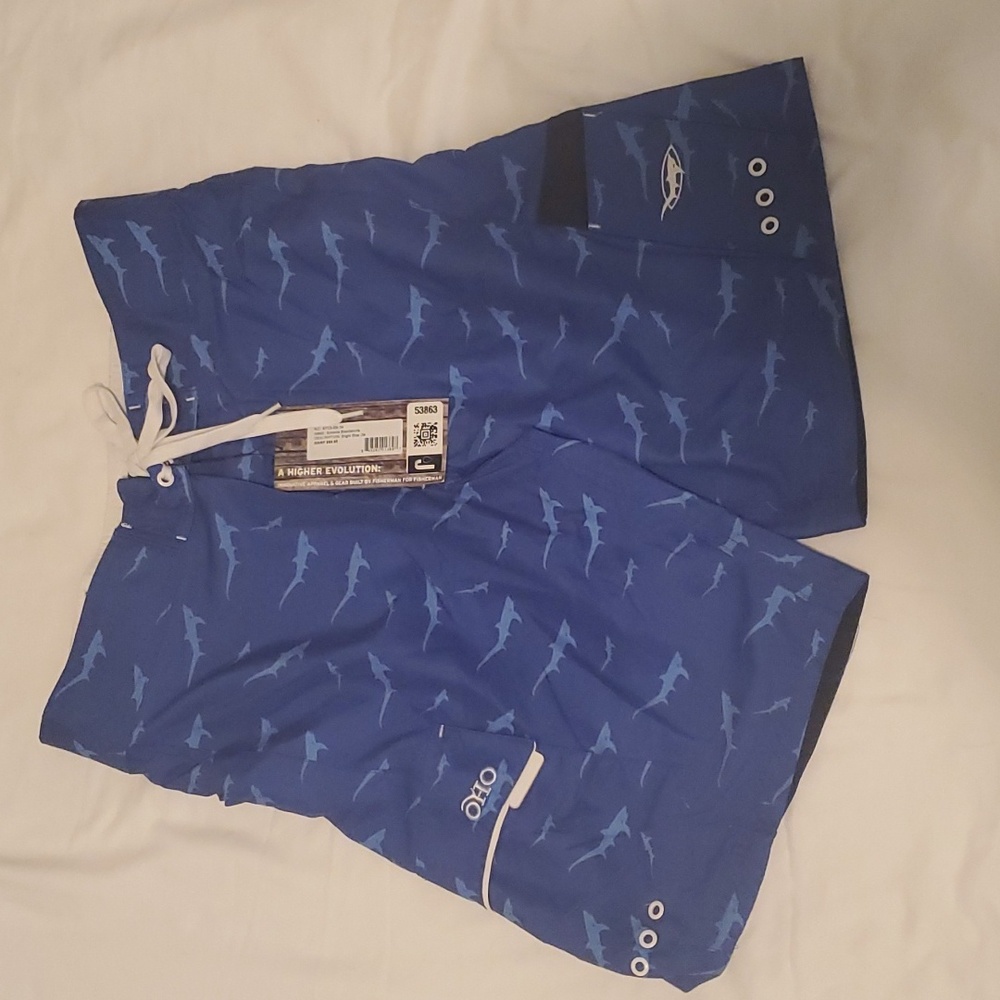 OHO Old Harbor Outfitters Blue Schoolie boardshorts size 34 NWT